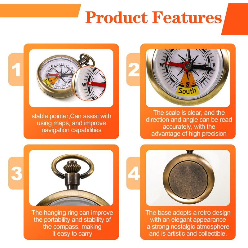 Portable Brass Pocket Compass Waterproof Outdoor Camping Hiking