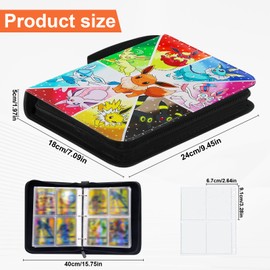 4 Pocket Card Binder, 400 Pockets Trading Card Binder, Collection Zip Binder, PU Leather Card Guardian Binder, Gifts for Birthday Christmas