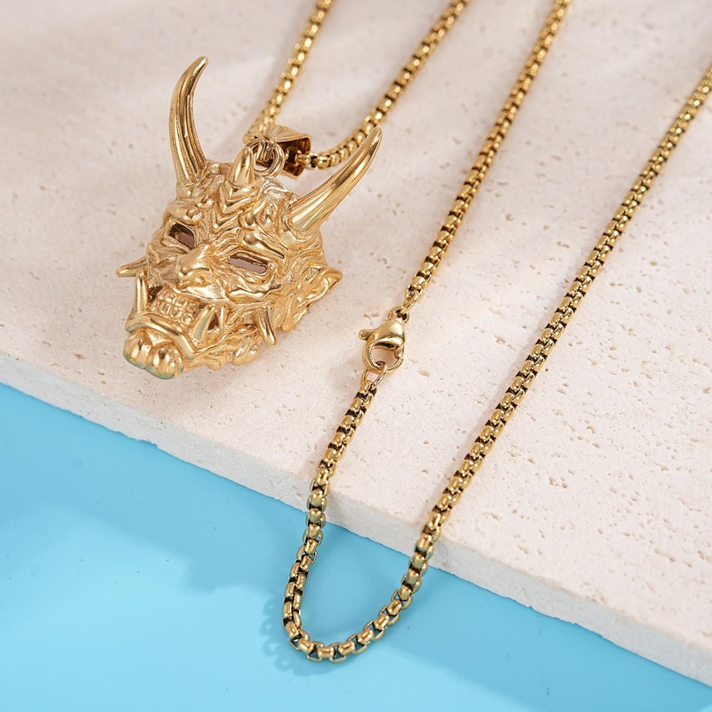 BREGO Men’s Halloween Costume Devil Skull Head Pendant Necklace