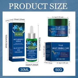 Organic Firming Day Cream Blue Gentian & Edelweiss Natural Cosmetics Anti-Ageing Face Cream & Face Serum Set, Reduces Deep Wrinkles & Reduces Pigment Spots, for All Skin Types, 50 g + 30 ml