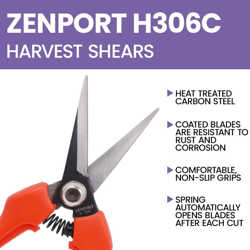 Zenport H306 Euro Style Harvest Shear, Curved Carbon Steel Blade
