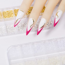 Nail Art Pearls for Nail Rhinestones Flatback Pearls gems Gold Silver White Pearl Nail Charms Half Round Nail Jewels for Nail Art Rhinestones Mixed Nail Art Supplies Decorations Accessories