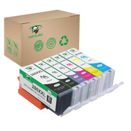 Supricolor PGI-280XXL CLI-281XXL Ink Cartridges, Replacement Ink for PGI 280 XXL CLI 281 XXL 6 Color (1PGBK 1Black 1Cyan 1Magenta 1Yellow 1Photo Blue) Use with PIXMA TS8120 TS8220 TS9120