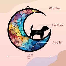 6'' Beagles Dog Memorial Suncatcher Custom Name Dog Breeds Pet Ornament Window Car Hanging, Sympathy Gift for Loss of Pet Passed Away Remembrance Gifts for Dog Lovers Home Decor SCD-B5-6-46