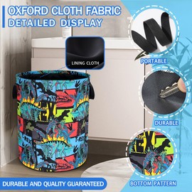 Dinosaur Cartoon Laundry Basket Oxford Cloth Funny Laundry Hamper With Handle Foldable Portable Clothes Storage Basket 18.9 X 16.5 In Storage Bag For Laundry Room/Bathroom/Bedroom/Dormitories