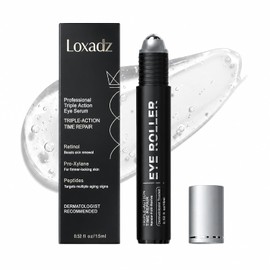 Under Eye Brightener Roller - Caffeine & Retinol Eye Serum for Dark Circles, Puffiness & Fine Lines, Travel Essential Vegan Skincare, Cooling Eye Massage, Dermatologist-Tested, 0.52 fl oz