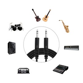 Guitar Cable, MIMIDI 10 Feet Guitar Patch Cord 6.35mm Balanced Stereo Audio Cable for Studio Monitor,Mixer,Speaker/Receiver（Black）