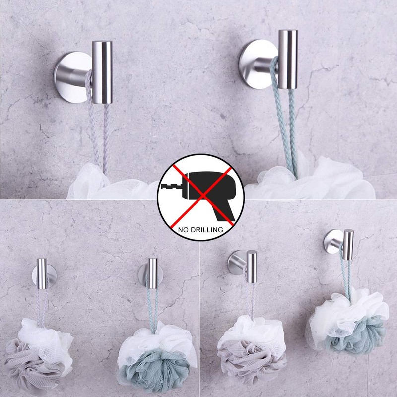 GERZWY Adhesive Hooks Heavy Duty Wall Hooks Waterproof Stainless Steel