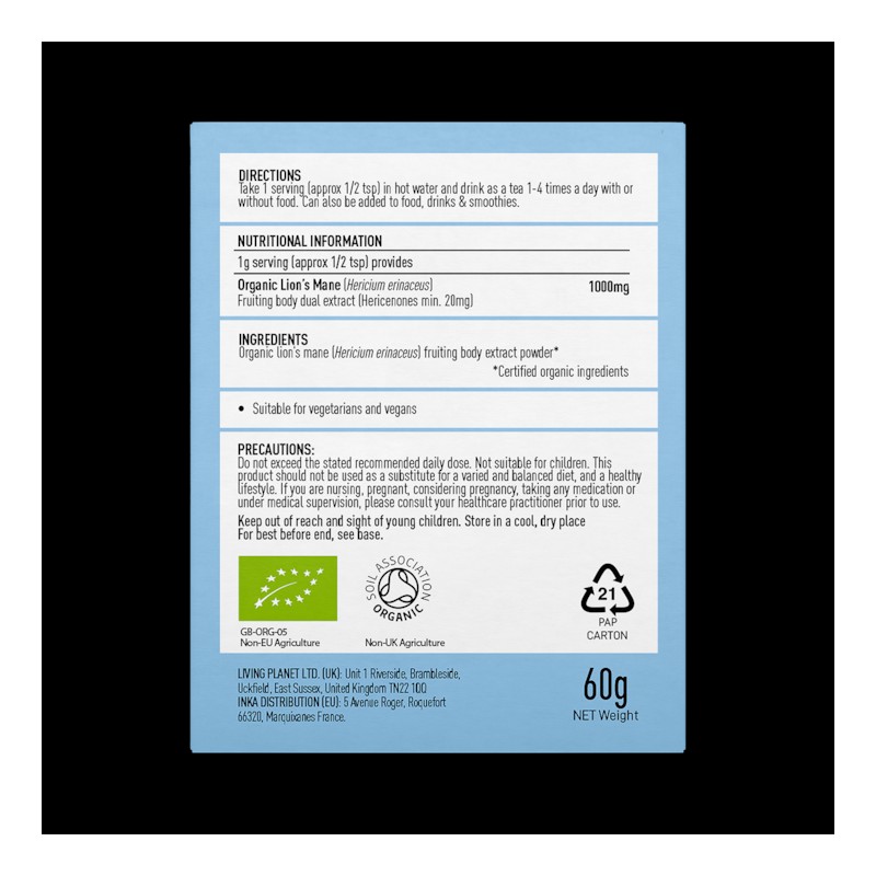Mushrooms For Life Organic Lion's Mane Pure Grade Extract Powder