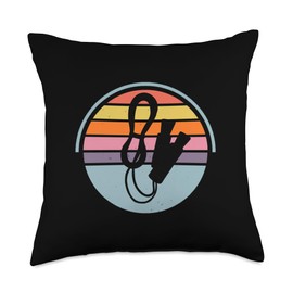 Rope Jumping Fitness Skipping Jump Rope Workout Jumping Sunset Retro Vintage Workout Skipping Rope Throw Pillow, 18x18, Multicolor