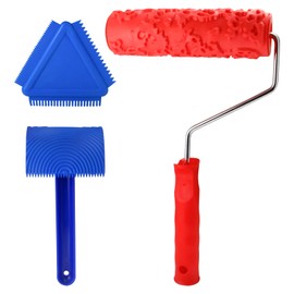 Wood Graining Tool Set, 3 Pcs 7" Fake Wood Grain Roller Painting Tool with Handle DIY Rubber Graining Tool Paint Look Like Wood On All Surfaces