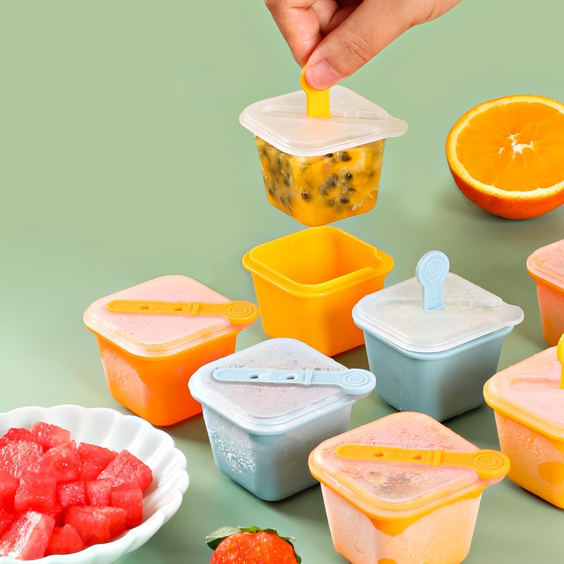 6Pcs Popsicle Mould,Ice Cube Mold with Lid and Reusable Popsicle