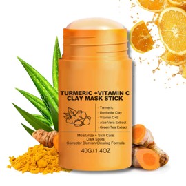 Turmeric Clay Mask,Turmeric Vitamin c Face Mask,Clay Face Mask,Turmeric Mask Stick,Clay Mask for Pores Deep Cleanse,Reduce Acne Dark Spots & Pores Anti-Aging,Brightening for Men and Women