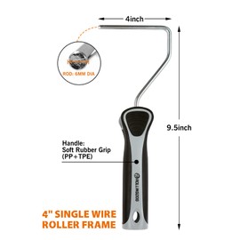 ROLLINGDOG 4 Inch Paint Roller Frame - Single Rod Frame use With 4 Inch Mini Paint Roller Covers for Cutting in and Detail Painting