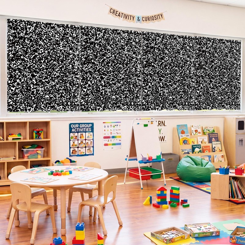 Hahafelt 6 Pcs Composition Notebook Curtains for Classroom Window Curtains