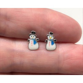 925 Sterling Silver Christmas Earrings Snowman
