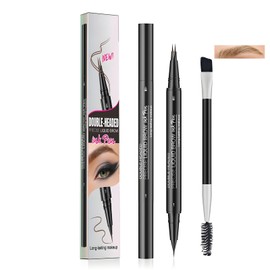 Dual-Ended Brow Pencil with Brush – Precision Tip for Natural, Hair-Like Strokes – Waterproof, Smudge-Proof & All-Day Wear(Light Brown)