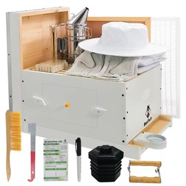 BeeTech Newest Windows 8 Frame Bee Hive Boxes Starter Kit Hand Painted Includes Beekeeping Supplies Tools and Bee Suit Sting Proof