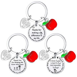 3Pcs Thank You Teacher Keychain Presents For Teacher From Graduates Teacher Appreciation Gifts Teacher Keyring for Women Men Teachers Day Gifts Birthday Gifts For Teacher