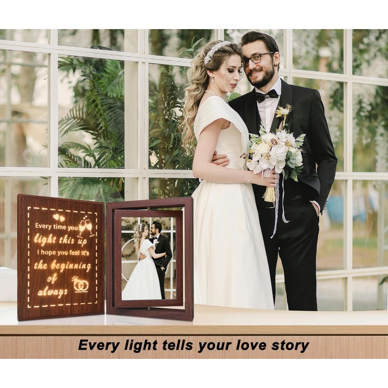 Engagement Gift Light Up Rotating 4x6 Picture Frame - Wedding