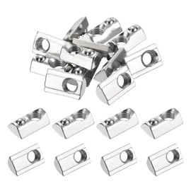 uxcell 100Pcs M8 T Spring Nut Fastener Carbon Steel Nickel Plated Half Round Roll in Spring T Slot Nut for T-Slot Aluminum Profile 3D Printer, CNC Router 4040 Series