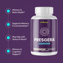 Pelican Vitamins Presgera- Brain Support- 5 Bottles- 300 Capsules