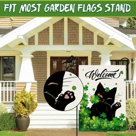 CMLTOALT Double Sided Premium Garden Flag, St. Patrick's Day Cat with Clover Decorative Garden Flags for Home Decor - Weather Resistant & Double Stitched Yard Flags-12x18"
