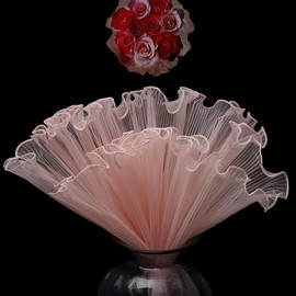 4 Yards Flower Wrapping Papers,28cm Pink Flower Wrapping Mesh Paper,Wrinkled Wavy Net Yarn,for Favor Wrapping