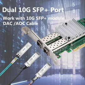10 GB Network Card PCI-E NIC, Dual SFP+ Port, with Intel 82599ES Controller, PCI Express Ethernet LAN Adapter Support Windows Server/Linux/VMware, Compare to Intel X520-DA2 (Intel E10G42BTDA)