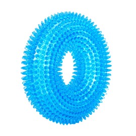 JOR Dog Oral Nub Squeaky Ring, Relief & Comfort for Teething Puppies, Floating Fetch Ring, Creates Slow Bowl for Fast Eaters, Round Rubber Ring Won’t Dent Floors, Puppy Essentials, Crystal Blue