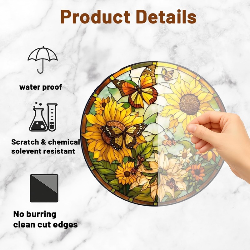 2Pcs Stained Window Hanging Sun Catcher Panel Boho Wall Art
