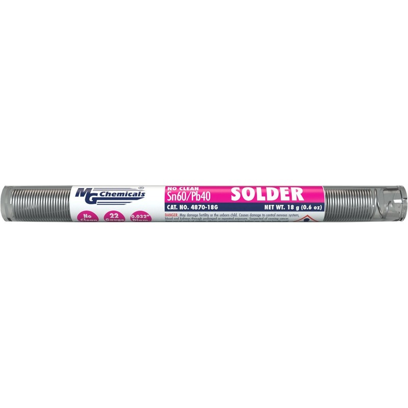 MG Chemicals 60/40 No Clean Leaded Solder, 0.032" Diameter, 0.6