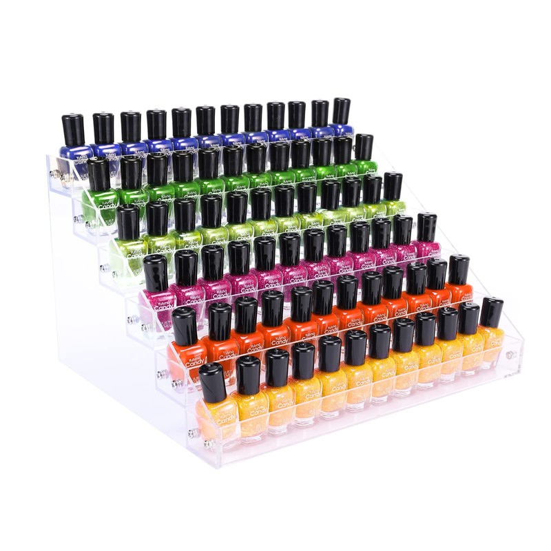 FFowcye Acrylic Nail Polish Organizer Rack, 6 Tier Holder Stand,