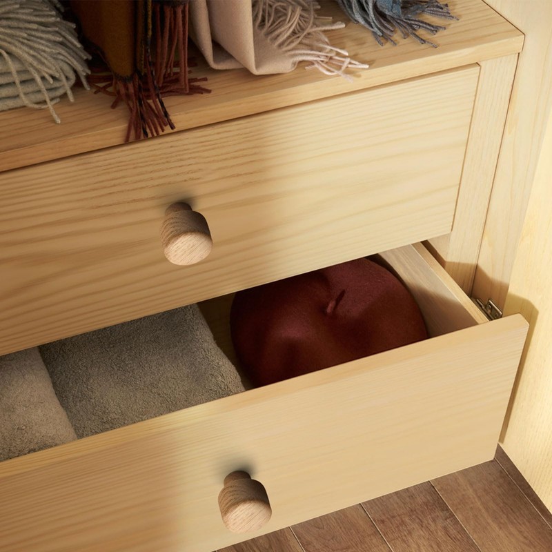 Evionlin 8 pcs Walnut Wood Round Chinese-Style Cute Cabinet Door