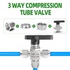TAISHER 1PCS 304 Stainless Steel 3 Way Compression Tube Valve,