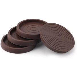 Non Slip Furniture Pads, 4 Pcs Round Rubber Furniture Caster, Floor Protector, Furniture Leg Protectors, Furniture Caster Cups Anti Sliding Pads for Bed, Table, Sofa, Chair, Piano (Brown, 2.5 inch)