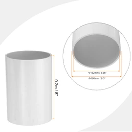 MECCANIXITY 6.3 Inch PVC Rigid Tube Round Pipe 152mm ID 160mm OD 20cm/8" Length White High Impact for Water Pipe, Crafts