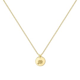 Birthday Flower Necklace for Women 14K Gold Plated Birth Month Floral Pendent Necklace