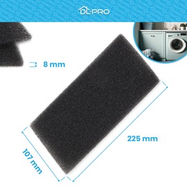 DL-pro Foam Filter 225 x 107 x 8 mm for Whirlpool Bauknecht 481010354757 Base Filter Sponge Filter Foam Filter on Heat Exchanger Tumble Dryer Washer Dryer