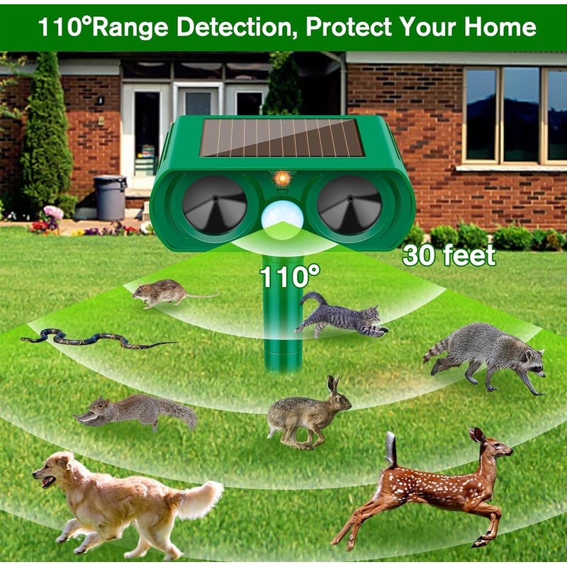 2 Pack Ultrasonic Animal Repeller Outdoor Solar Ultrasonic Repellent Animal