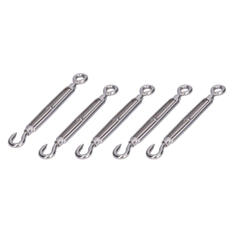 5Pcs Turnbuckle Hook and Eye Wire Rope Tension 304 Stainless