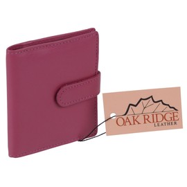 Oakridge Leather Unisex RFID Protected Credit Card Holder - Fushia