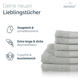 Merana Hand Towel Set, Absorbent, Soft and Lint Terry Towel Quality Made of Heavy Organic Cotton 590 GSM (Dolphin Grey, 4 x Guest Towels (30 x 50 cm)