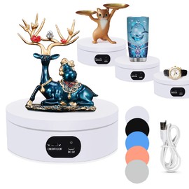Motorized Rotating Display Stand.360 Degree Automatic Mute Rotating Turntable Stand,Cup Display Turner Stand, Rotating Base for Glitter Tumblers, Photography Products and Shows Record Video 6.29in USB