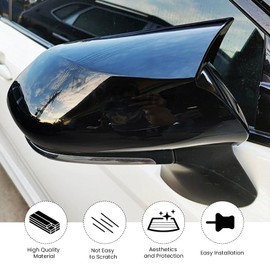 Mirror Cover Cap for Toyota Camry 2018-2025, 2PCS Side View Mirror Covers Caps for Toyota Camry 2018 2019 2020 2021 2022 2023 2024 2025 Direct Add-on Type Glossy Black