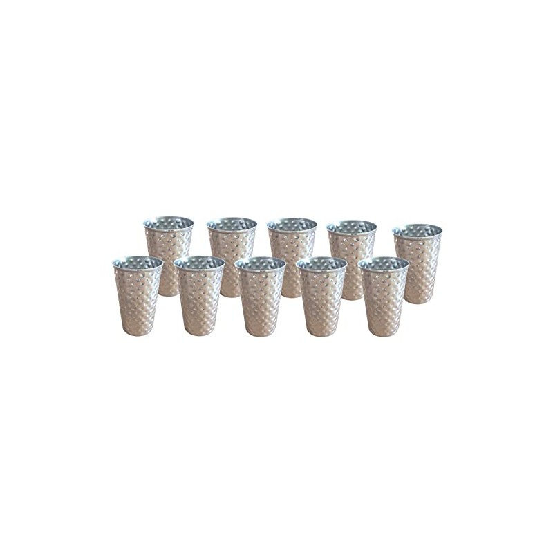BURI 10 Stainless Steel Drinking Cups 500 ml Hammered Metal