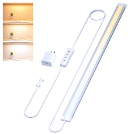 Under Cabinet Lighting USB Plug In 20Inch Under Counter Light Fixtures,3 CCT(3000K/4000K/6000K), 6W, 560LM Dimmable Slim Indoor LED Light Strip for Desk, Shelf, Kitchen Cabinets, Closet, Monitor, 1pcs