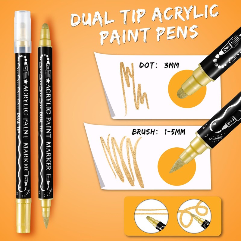 Droaful Acrylic Paint Pens Markers, 72 Pc Dual Tips Waterproof