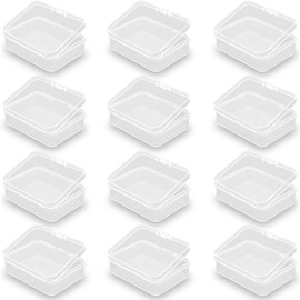 Farmer Mani 12 Pack Rectangle Small Plastic Containers (2.84 x 2.21 x 0.95 Inch), Small Plastic Containers, Small Bead Organizer for Small items, Crafts, Beads, Coins, Jewelry and Business Cards