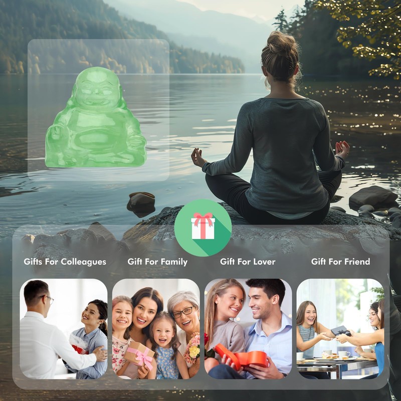 Hguxmcu White Jade Crystal Laughing Buddha Statue Meditation Decor Spiritual